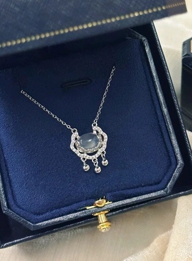 Star Ray 999足银平安锁项链玉髓高级感锁骨链送闺蜜女友生日礼物