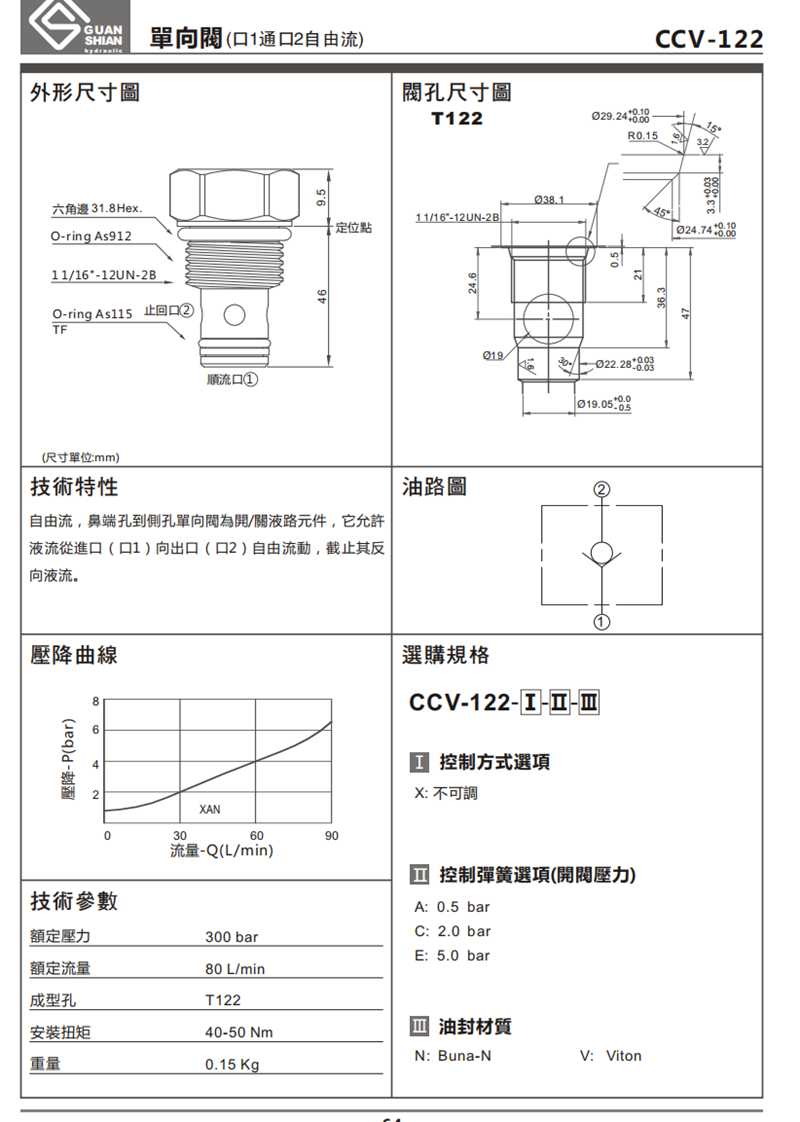 CCV-082 CCV-102 CCV-122 CCV-162-XCN XEN XAN 插装阀单向止回阀 - 图2