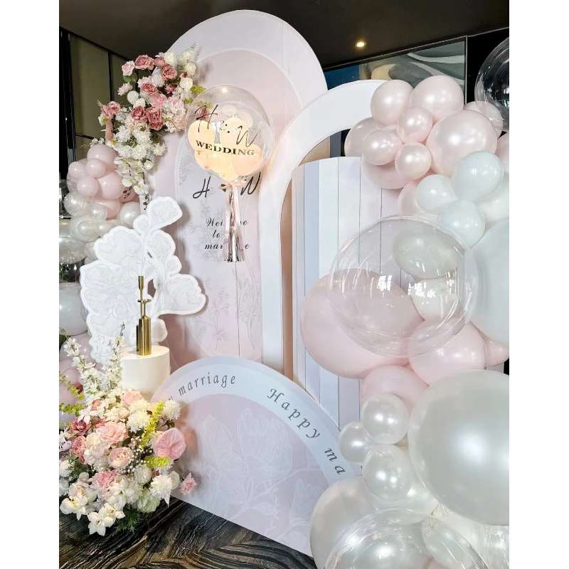 粉色系列订婚背景墙KT板简约高级感婚宴背景布置全套摆件