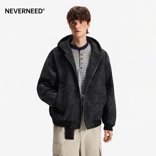 NOVERNEED marble dark pattern jacket ຫນັງ PU ສໍາລັບຜູ້ຊາຍ
