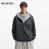 NEVERNEED American cleanfit hooded sweatshirt for men and women boxy short double zipper contrast cardigan jacket