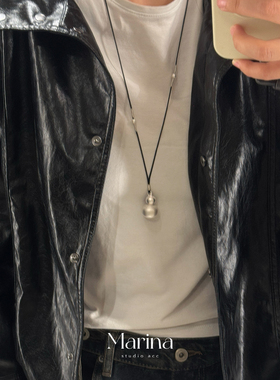 新中式小众云隐古法【磨砂葫芦】长款项链毛衣链手工编织黑绳女