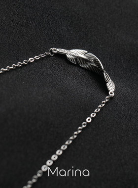 纯银羽毛小众设计感灵动风锁骨链