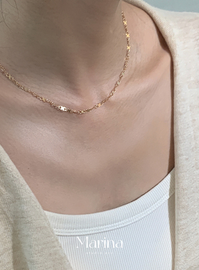 超闪8字链 通体925银镀金锁骨链女叠戴八字链无限调节cocoshnik