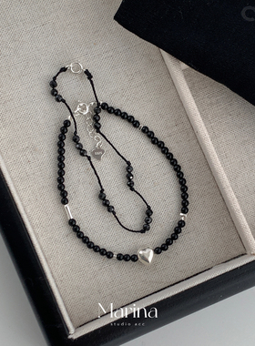 无性别主义自制小众设计款黑玛瑙手工手绳手链手串配件均为925银