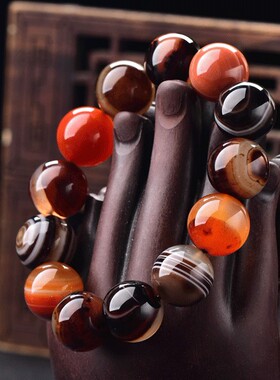 天然玉石七彩多色带证书单圈手链