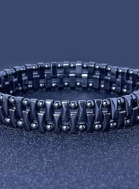 【正品】天然黑胆石磁石手链太赫兹手链时尚磁疗手链能量石手环