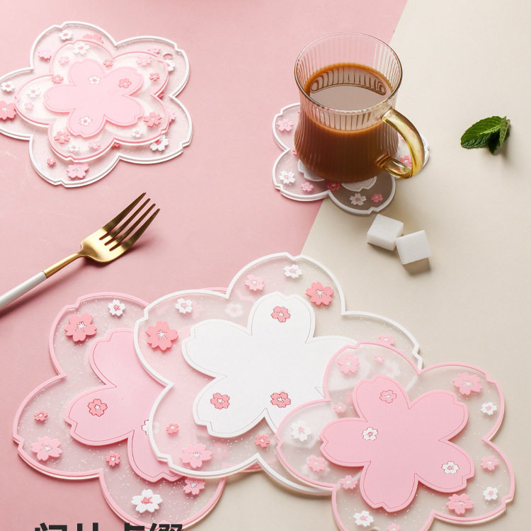 杯垫餐垫日式樱花硅胶隔餐厅防烫锅垫家用厨房热销耐高温垫隔热垫,淘宝优惠券,粉丝福利购,淘宝优惠卷