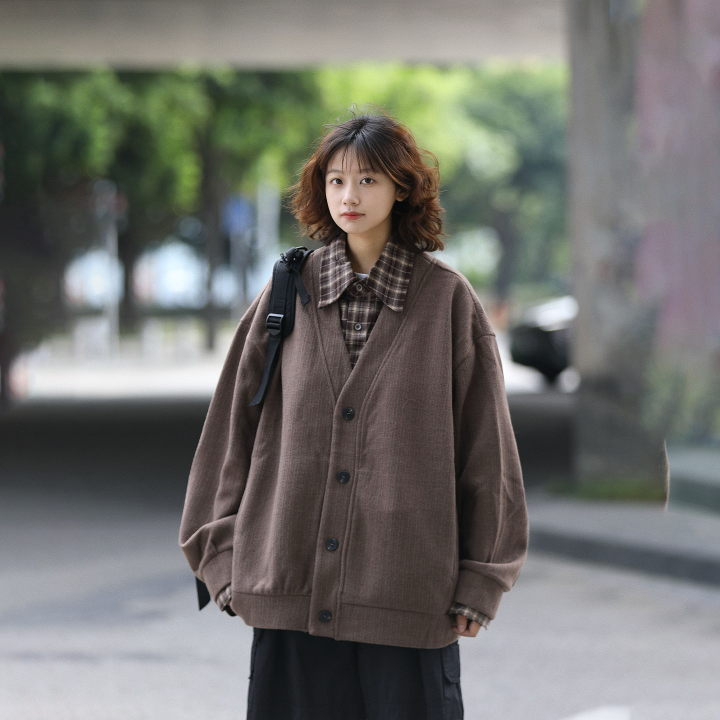 阿于呆美式复古假两件开衫毛衣外套男秋冬宽松叠穿百搭针织上衣女,淘宝优惠券,粉丝福利购,淘宝优惠卷