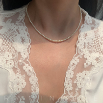 Raminisce schist babypearl necklace with positive round glare small extremely fine style retro 14k bag gold neck chain female summer