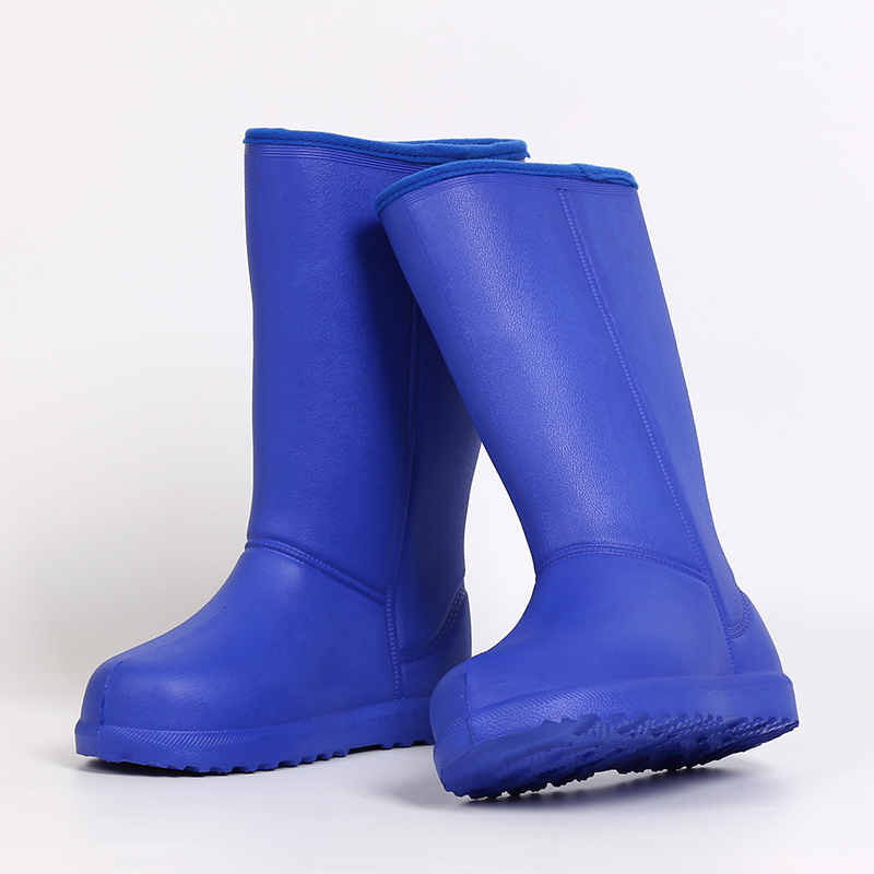雨鞋女士高筒加棉加厚雨靴冬季时尚泡沫水鞋防滑超轻加绒水靴胶。 - 图0
