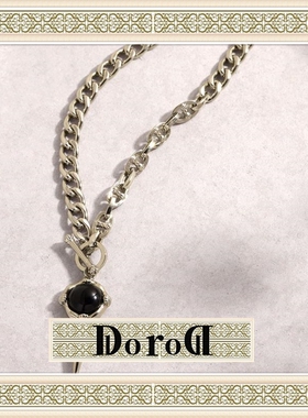 D L O R O L D家高端黑玛瑙项链轻奢高级感冷淡风重工链条项链女