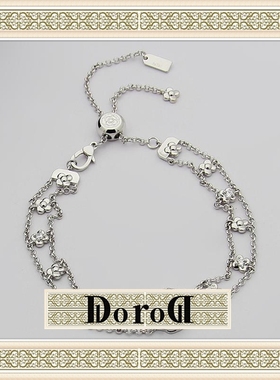 D L O R O L D家高端小香风V金材质手环12朵山茶花满钻双层手链女