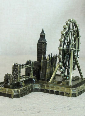 耀莎创意客厅摆件工艺品建筑模型大本钟摩天轮摆件装饰品办公室桌