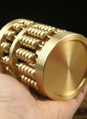 UHFR黄铜笔筒算盘办公室桌面轻奢风感创意设计感摆件家用收纳大容