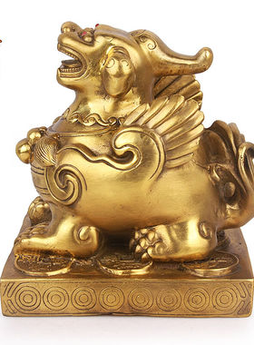 天御阁铜貔貅摆件一对大号纯铜貔貅招财工艺品客厅玄关前台办公室