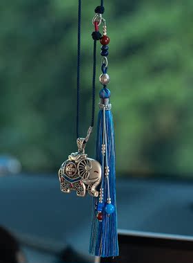 原梦S999足银吉象汽车挂件纯银大象出入平安车内吊饰高档车载装饰