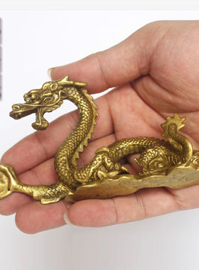 古叶家居铜龙摆件家居饰品铜龙办公室装饰品黄铜生肖龙工艺品摆件