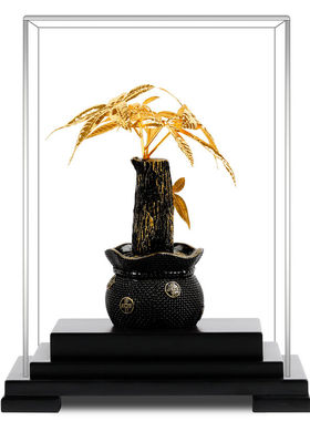 NWTB金箔发财树摆件乔迁新居开业礼品办公室家居客厅玄关装饰工艺