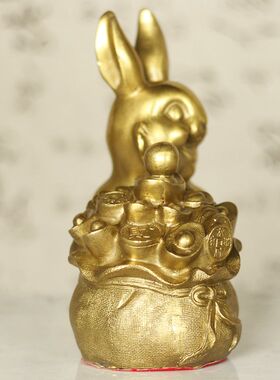 久鉴铜兔摆件铜兔子摆设金属工艺品居家装饰品用品十二生肖兔聚宝