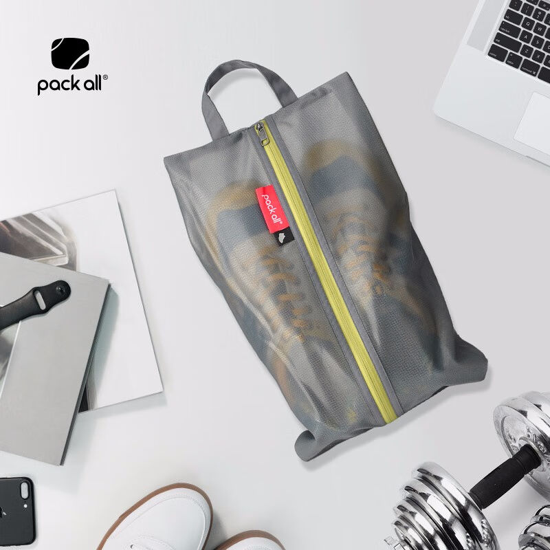 packall复合网布鞋袋旅行便携鞋子收纳袋整理包手提鞋包防水鞋套 - 图0