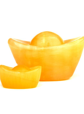 泰山祥云阁米黄玉元宝黄玉石摆件工艺品家居装饰米黄玉元宝-超大