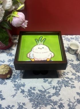 15方{木承台}复古新中式文创老榆木茶盘可收纳装饰摆件