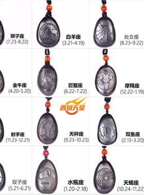 天然碳质陨石十二星座项链男女个性吊坠12星月挂件学生原石首饰品