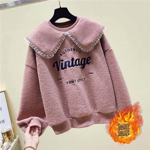 女童羊羔毛卫衣2025秋冬装新款中大童加绒加厚洋气套头娃娃领上衣,淘宝优惠券,粉丝福利购,淘宝优惠卷