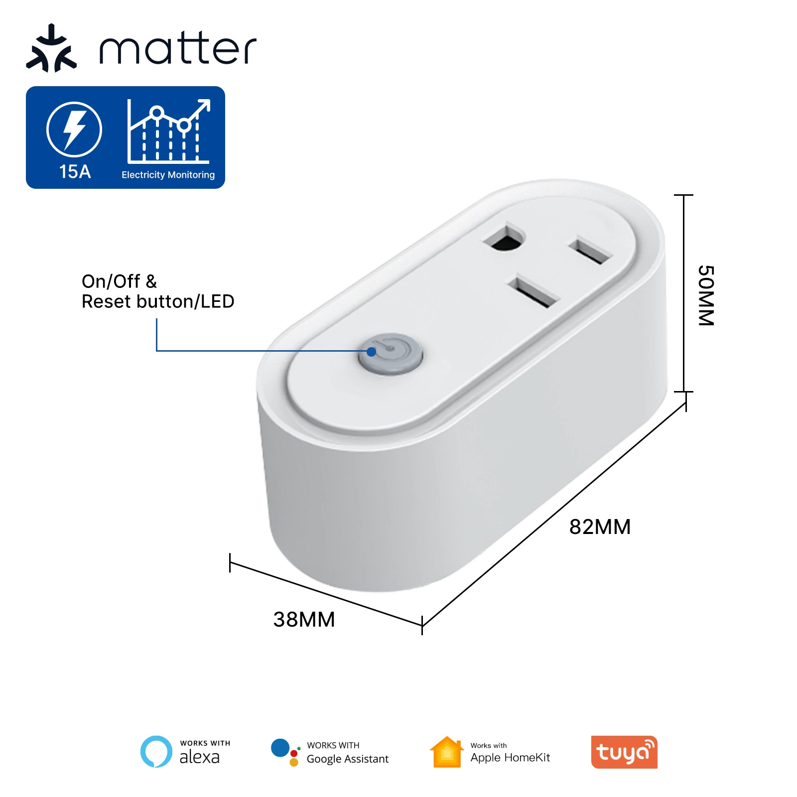 Matter智能插座涂鸦WiFi欧规插座遥控定时16A计电量功能-图2