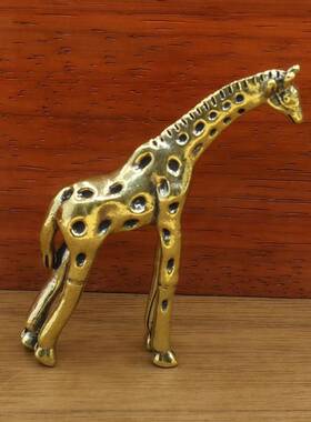 跨境热销纯黄铜长颈鹿摆件小雕像工艺品桌面家居装饰文创铜器