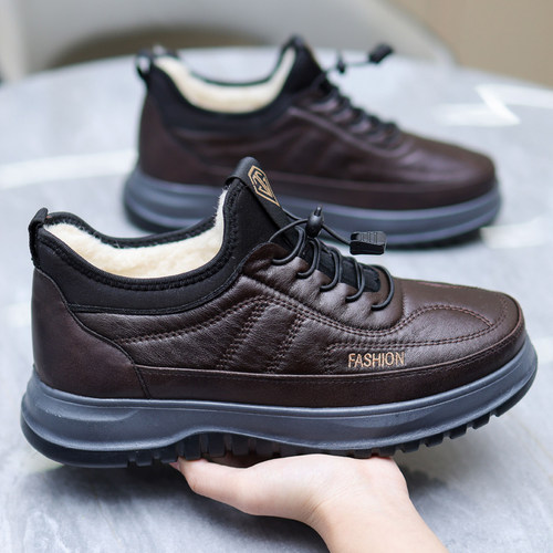 2024冬季新款老北京棉鞋男加绒加厚防滑保暖防水爸爸鞋防滑雪地靴 - 图2