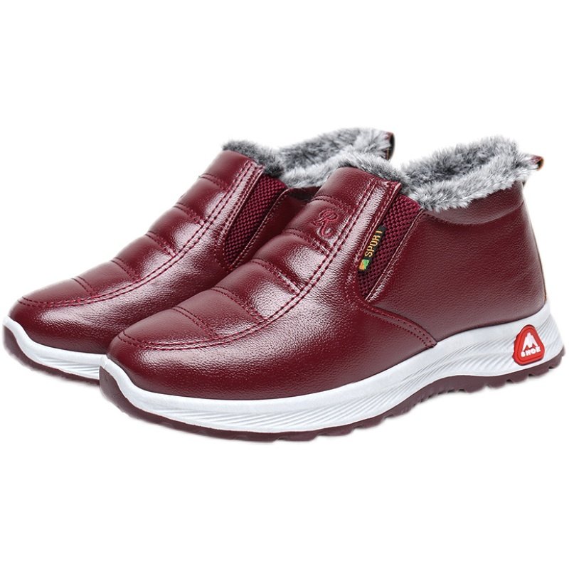 老北京棉鞋女冬季加绒皮面防水雪地靴防滑加厚保暖中老年妈妈棉靴,淘宝优惠券,粉丝福利购,淘宝优惠卷