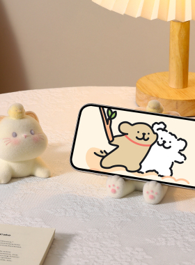 可爱猫咪手机支架办公桌面小摆件
