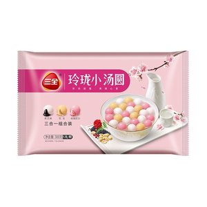 三全凌精装小汤圆黑芝麻花生玫瑰豆沙馅黑芝麻草莓紫薯馅小芋圆子