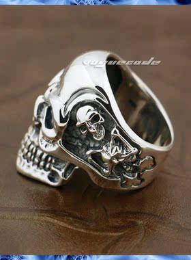 骷髅纯银饰品戒指