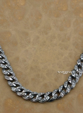 316L不锈钢玫瑰花项链男士个性胸链复古朋克风机车族配饰节日礼物