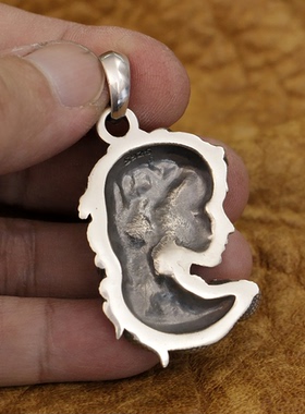 男士925银蛇发女巫吊坠个性百搭