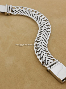 亮银色时尚男款蜈蚣型钛钢手链 朋克风潮骑士个性316L不锈钢手链