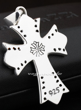 暗红色锆石花纹情侣十字架吊坠