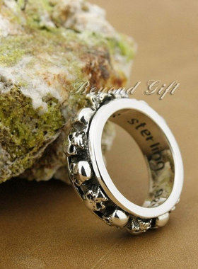 复古纯银骷髅头戒指