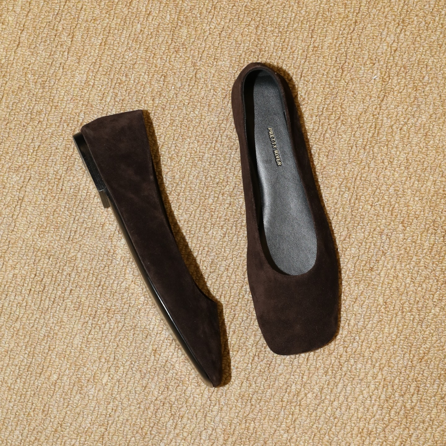 PrettyRiver美拉德玛丽珍绒面芭蕾单鞋女复古麂皮红棕色平底鞋女,淘宝优惠券,粉丝福利购,淘宝优惠卷