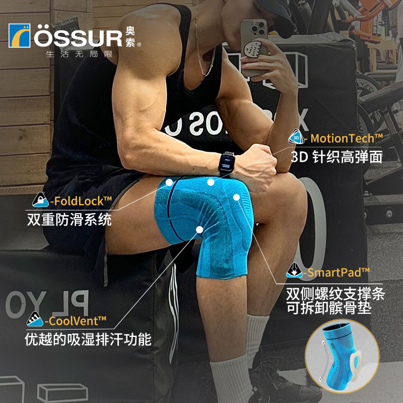 冰岛ossur/奥索 Formfit Pro Knee健身专业深蹲硬拉运动护膝男-图2