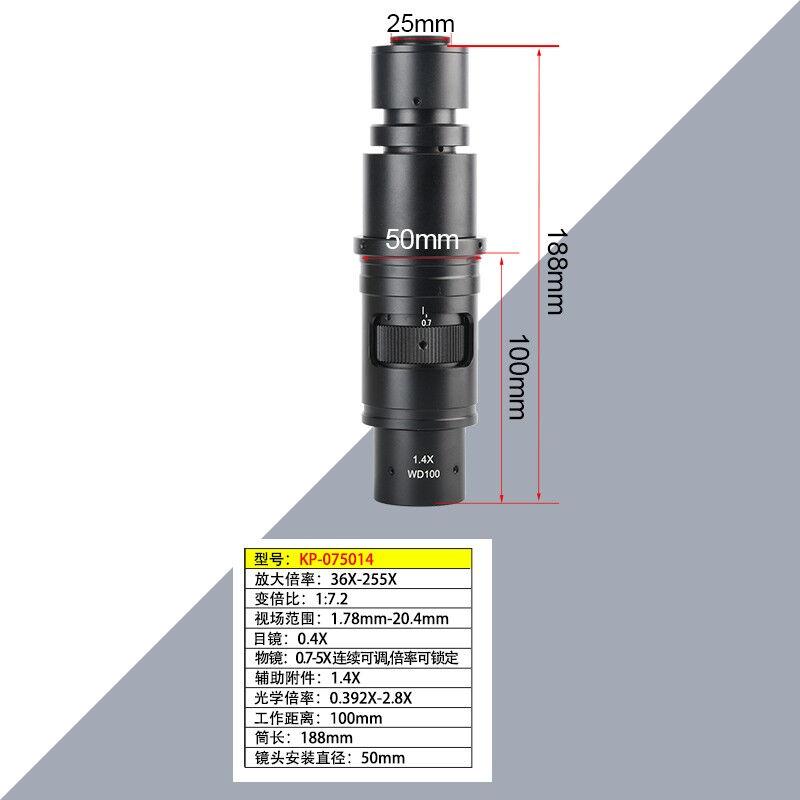 KOPPACE13X-255X工业显微镜镜头目镜0.4X电子显微镜镜头0.7X-5X连 - 图2