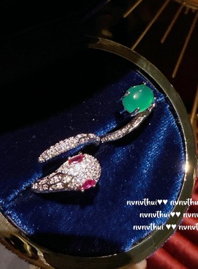 轻奢精致古法花丝螺钿福满鸢尾花戒指新中式玫瑰花窗花朵锆石戒指