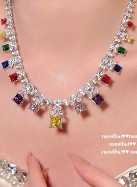 意大利璀璨镶锆石花边宝石项链戒指复古轻奢婚礼新娘气质名媛耳环