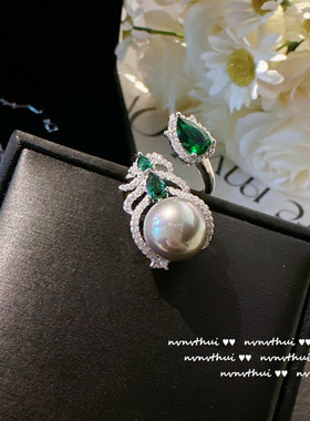 哥伦比亚祖母绿轻奢蝴蝶结项链 镀18K金高级感璀璨精致锆石女耳环