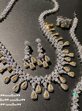 新娘皇冠水滴锆石项链镀18K金