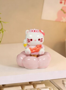 景德镇陶瓷可爱猫咪陶瓷摆件桌面网红摆设创意装饰品家居乔迁礼品