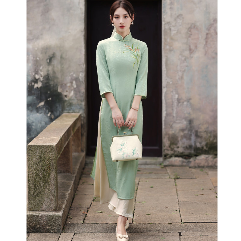 奥黛旗袍2021年新款女长款连衣裙 惜淑旗袍